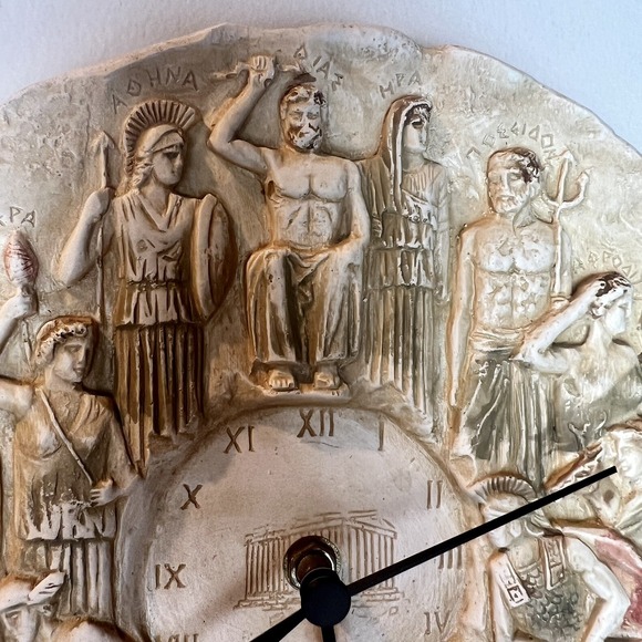 Hand painted  Wall Clock Twelve Greek Roman Olympian Gods Sculpture Cast Stone - Picture 5 of 10